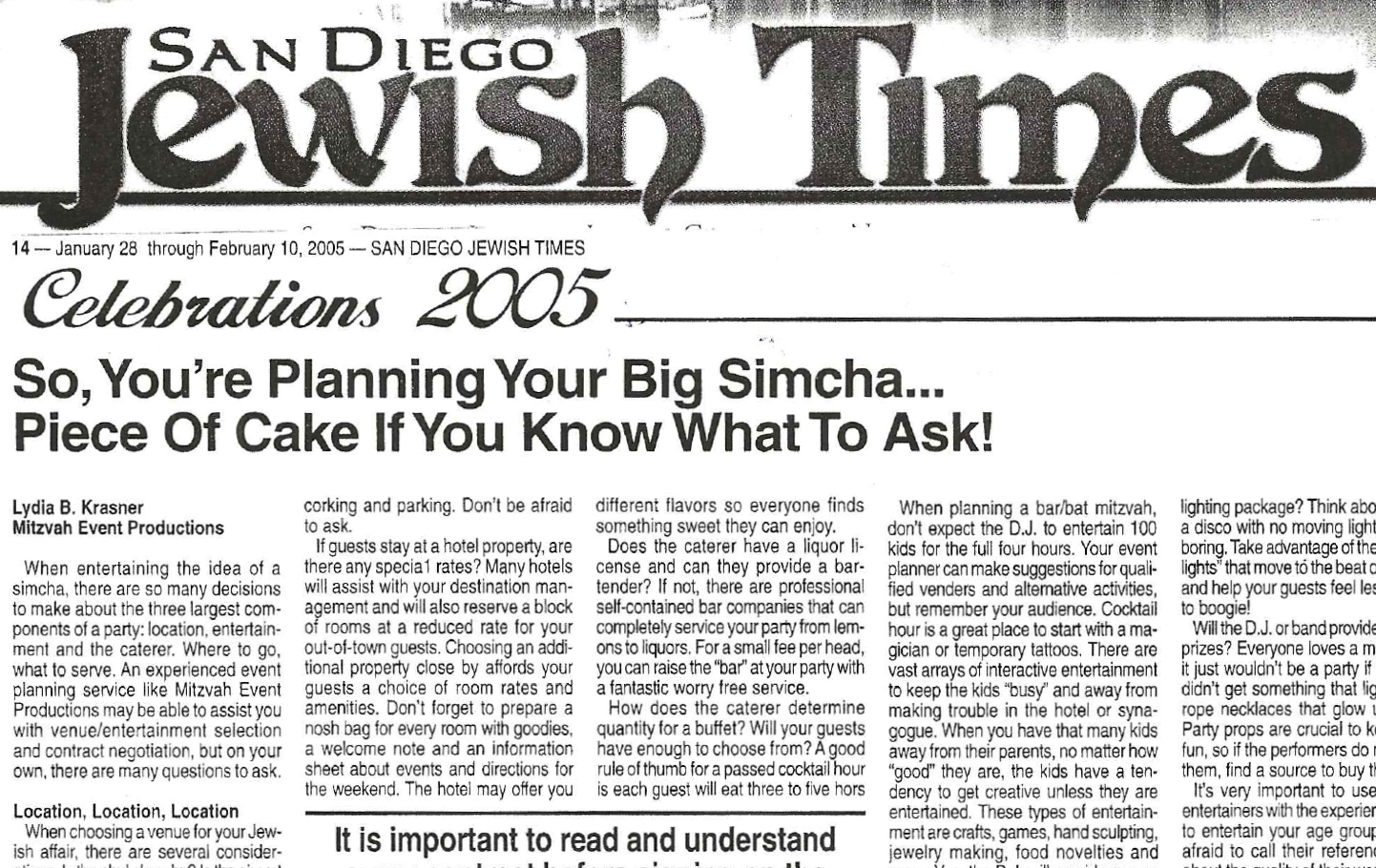 Ad Jewish Times 2005 Lydia PDF